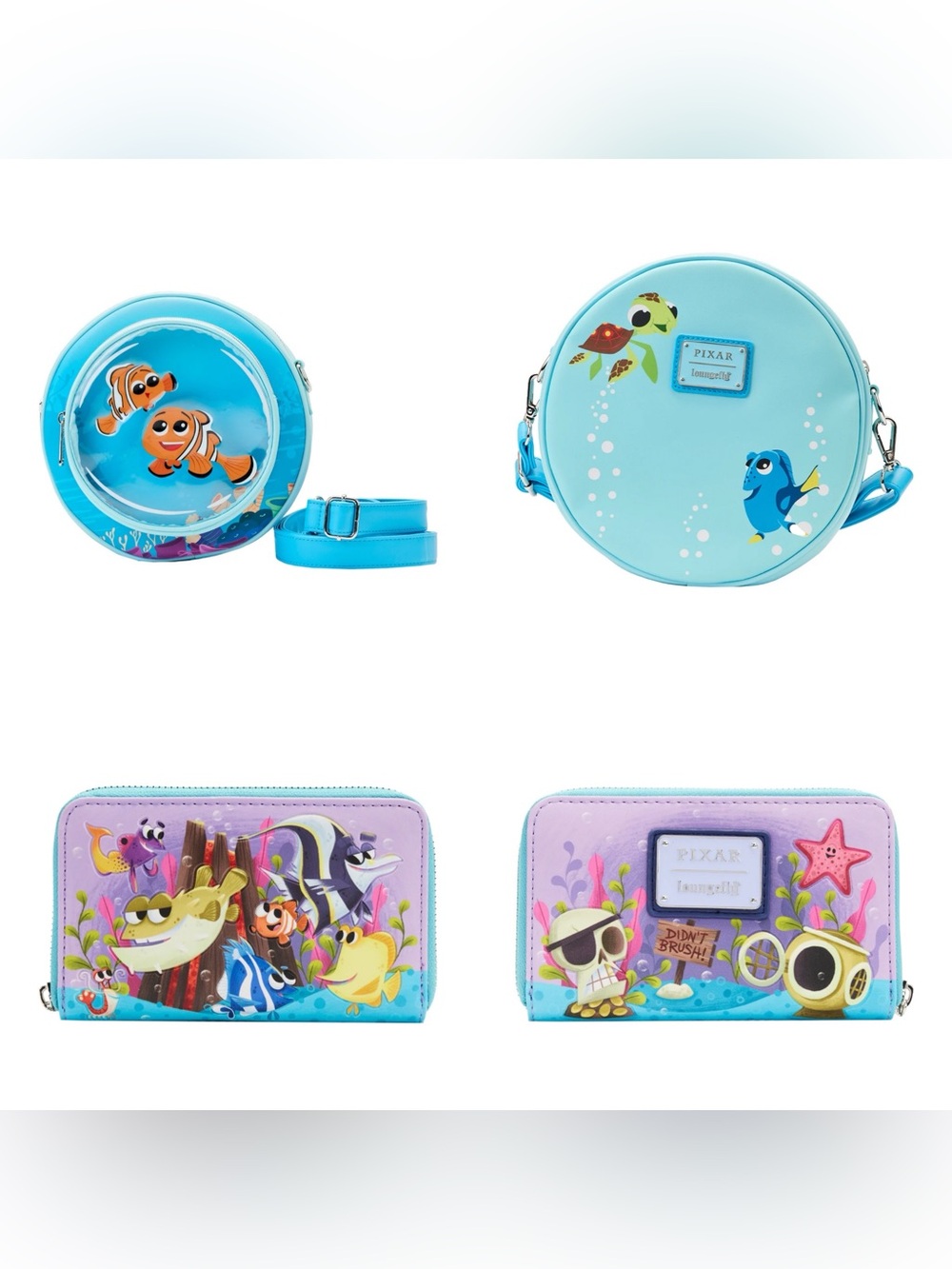 NWOT Loungefly Disney Pixar
Finding Nemo Bubble
Pocket Crossbody bag+wallet SET